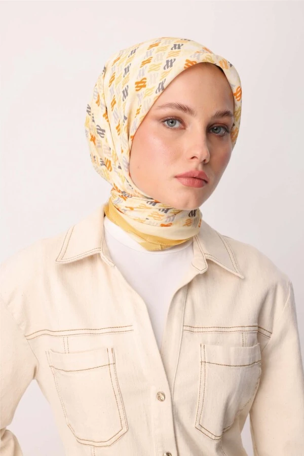 Floş Viskon Eşarp / Pastel Sarı