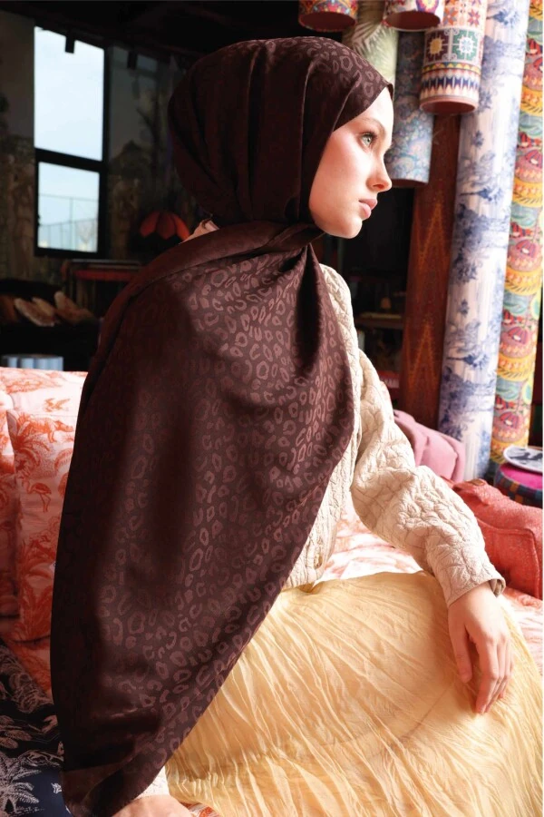 Leopar Desen Şal / Acı Kahve