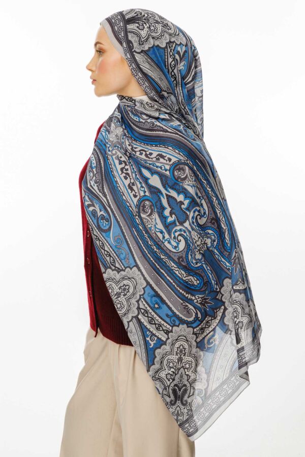 Retro Desen Şal / Fırtına Gri