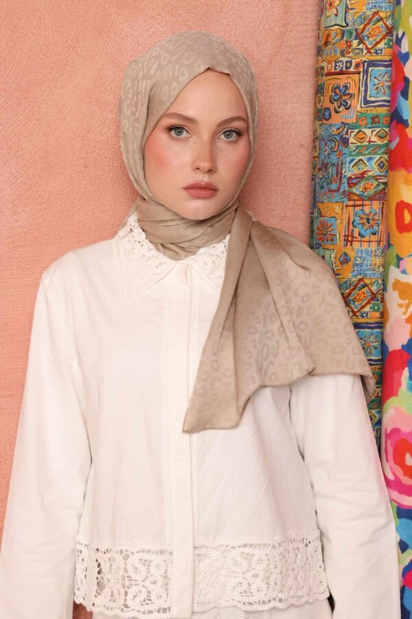 Leopar Desen Şal / Bej