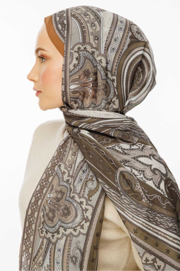 Retro Desen Şal / Karamel