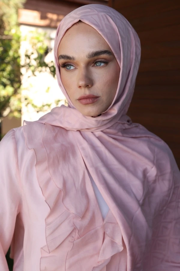 Açık Pudra  Logo Desen Şal