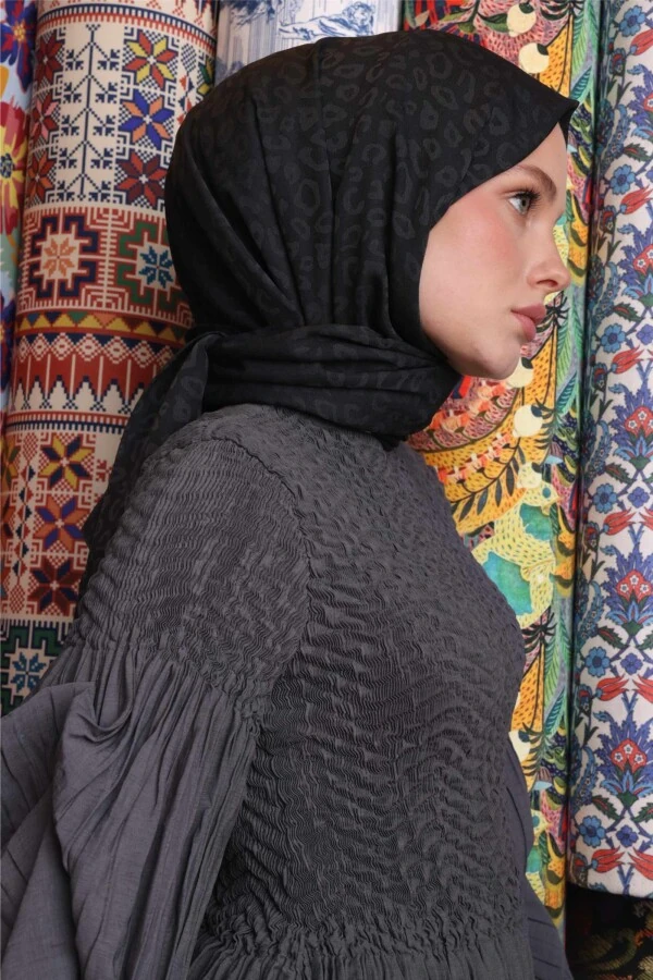 Leopar Desen Şal / Antrasit