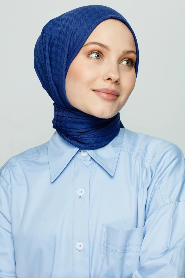 KOYU KOT MAVİ KAZAYAĞI DESEN ŞAL