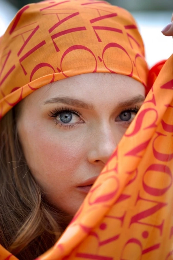 Monogram Desen Şal / Orange