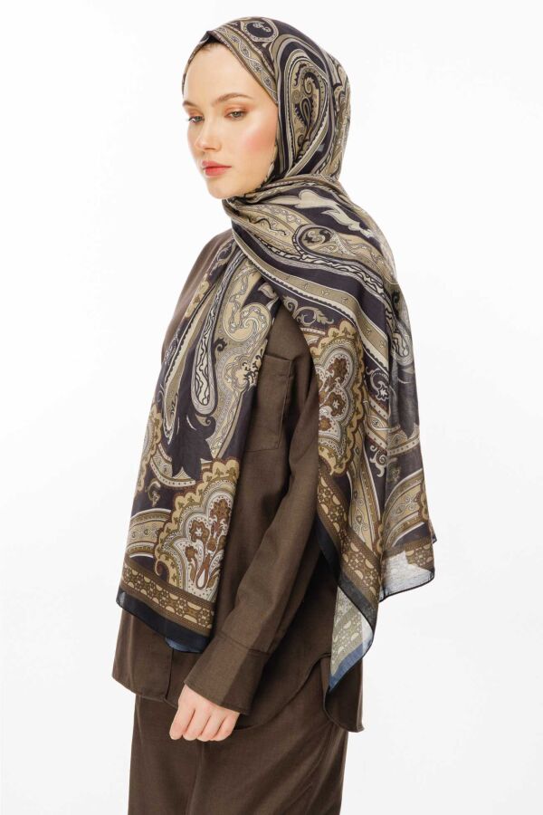 Retro Desen Şal / Badem Yağı