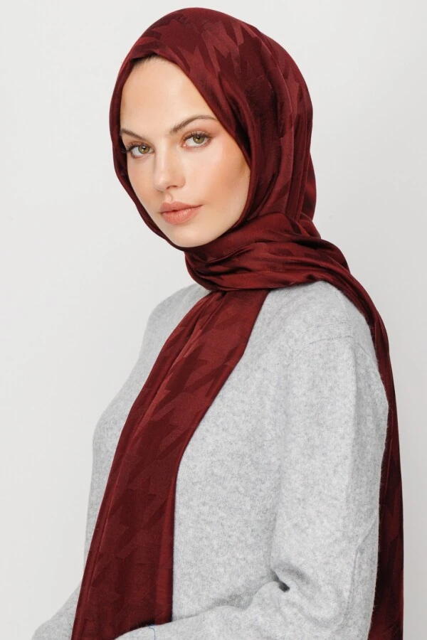 KIZILCIK KAZAYAĞI DESEN İPEKSİ JAKAR ŞAL