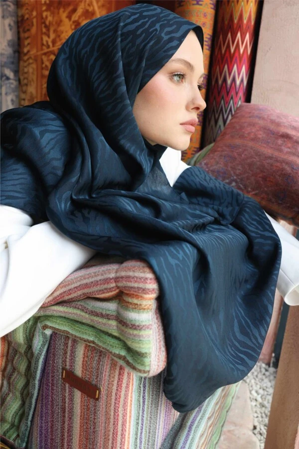 Zebra Desen Şal / Akşam Mavi