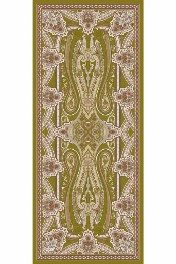 Retro Desen Şal / Zeytin