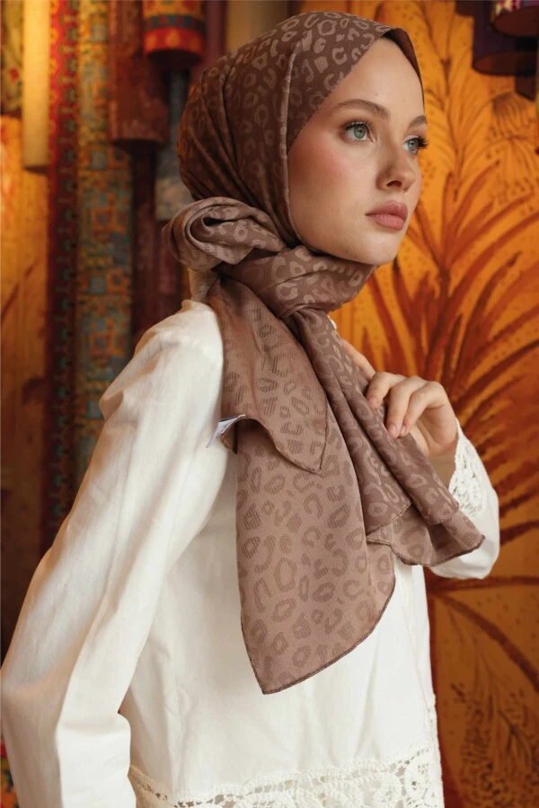 Leopar Desen Şal / Yanık Toprak