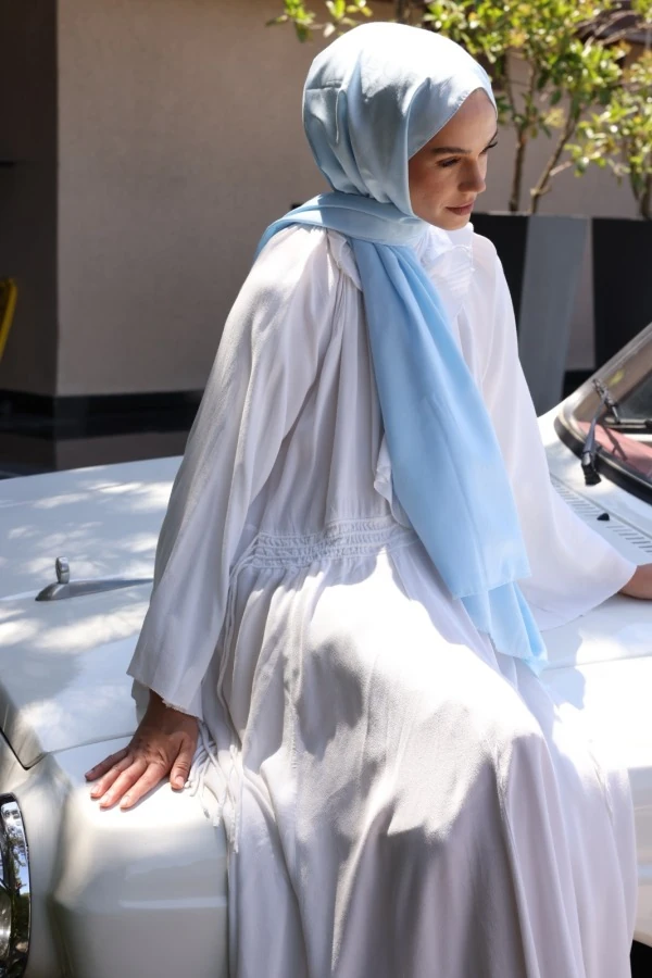 Buz Mavi Monogram Desen Şal