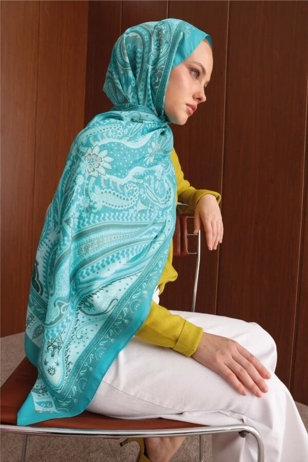 Malibu Mavi Floş Viskon Şal