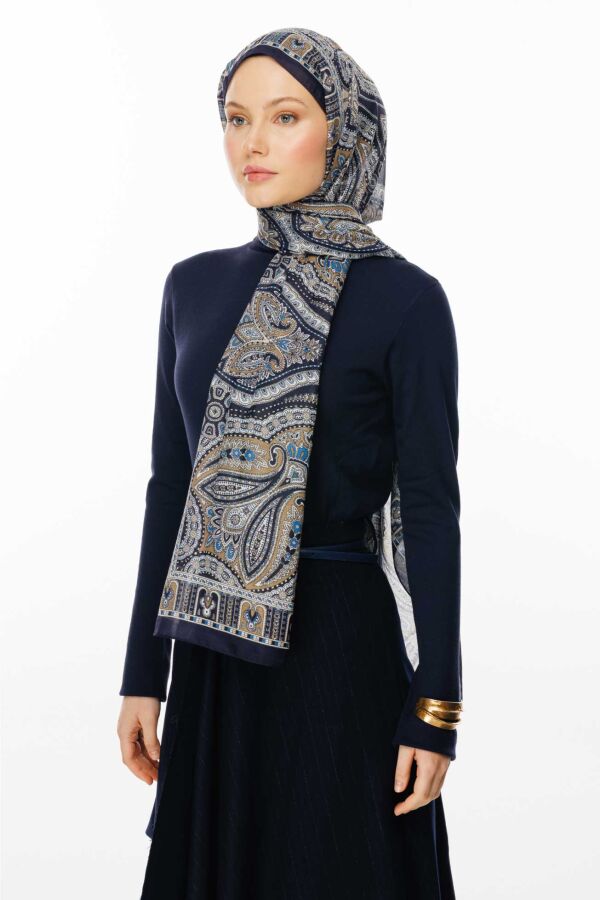 Rustik Desen Şal / Lacivert