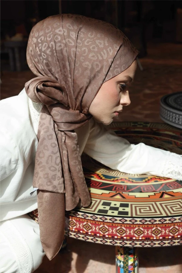 Leopar Desen Şal / Yanık Toprak