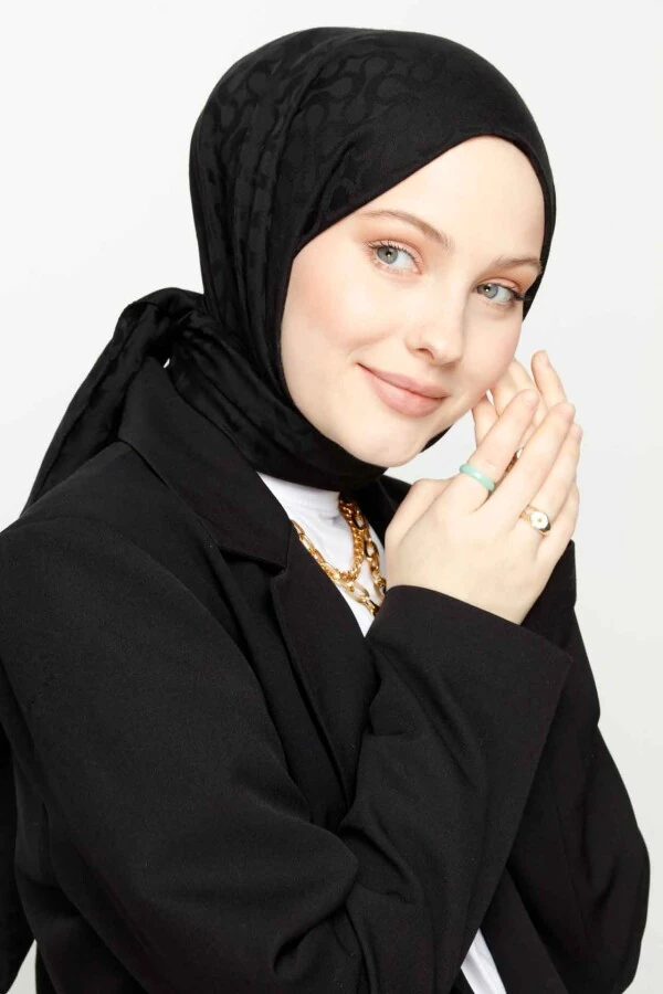 SİYAH BLOOM DESEN ŞAL