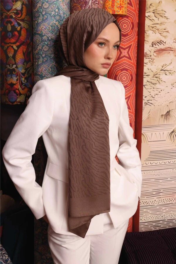 Zebra Desen Şal / Bademi
