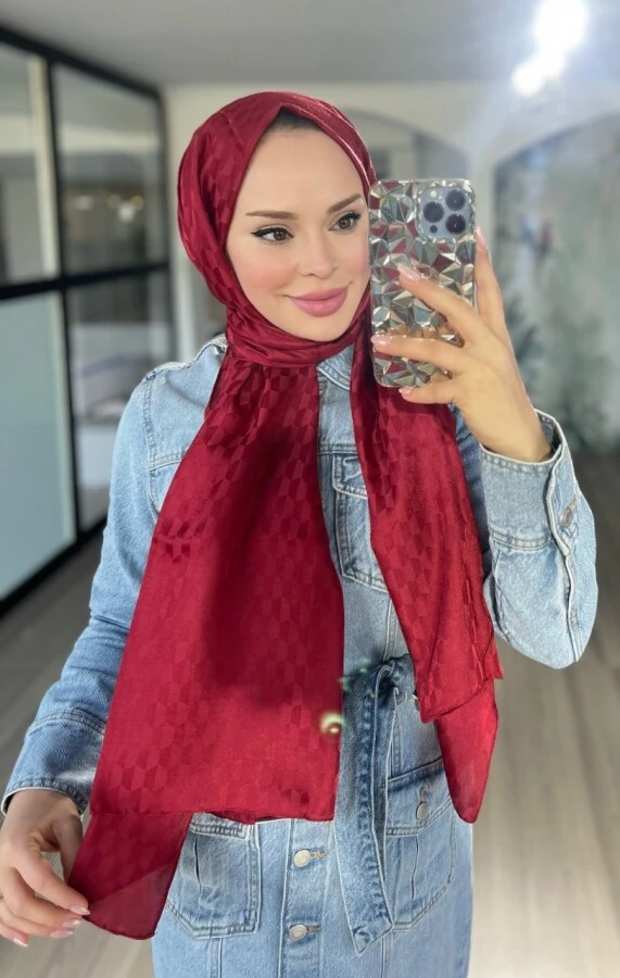 DERİN ŞARABİ QOZA DESEN İPEKSİ JAKAR ŞAL