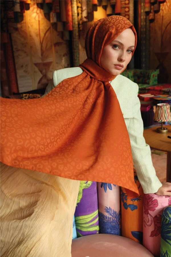 Leopar Desen Şal / Mandalin