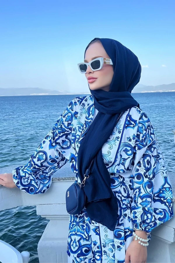 Kadriye Saltan'ın Tercihi LACİVERT PAMUK KRAŞ ŞAL