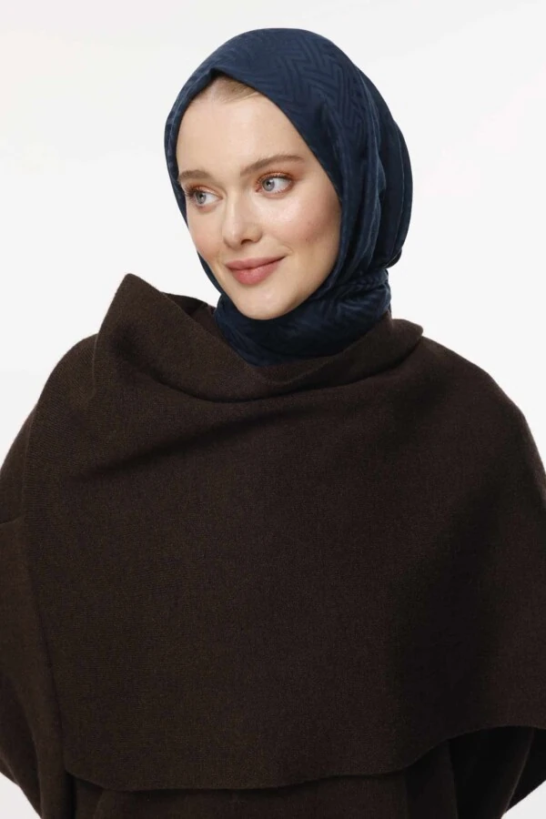 Labirent Desen Şal / Gece Mavi