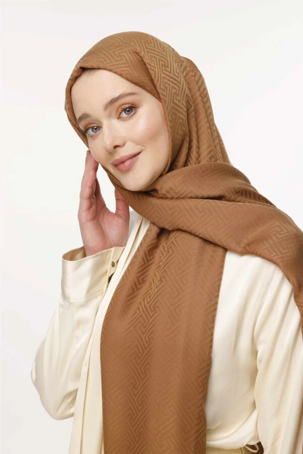 Labirent Desen Şal / Tütün Kahvesi