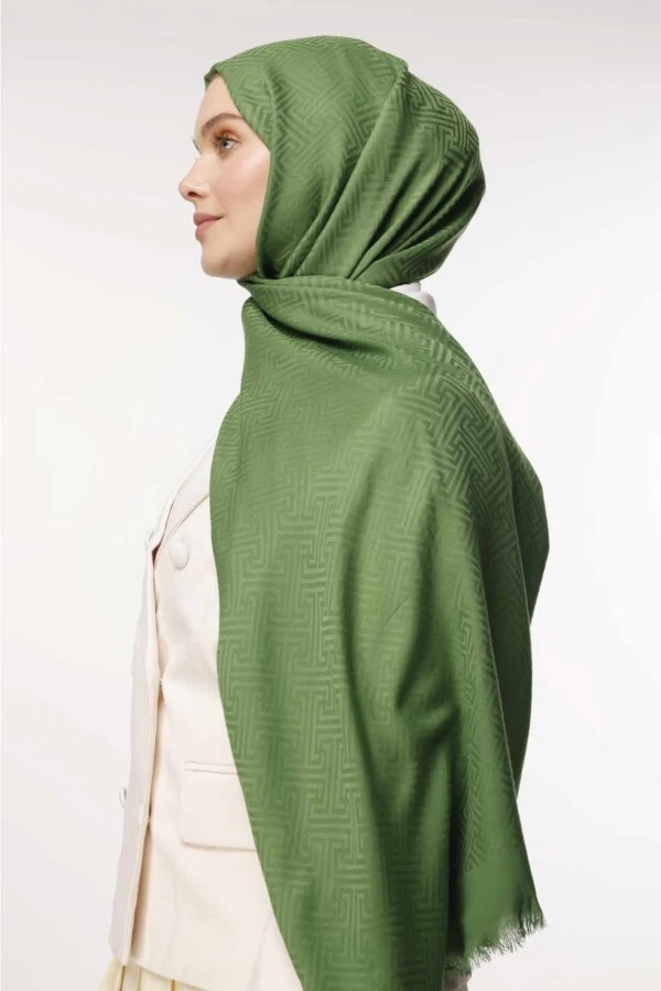 Labirent Desen Şal / Enginar Yeşili