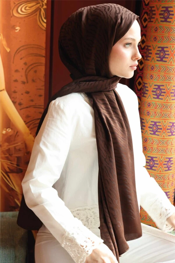 Zebra Desen Şal / Acı Kahve