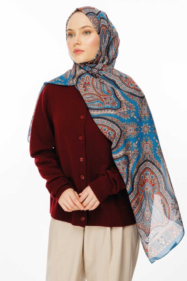 Rustik Desen Şal / Petrol