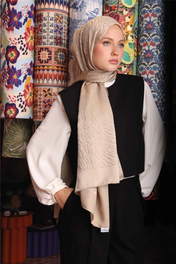 Zebra Desen Şal / Bej