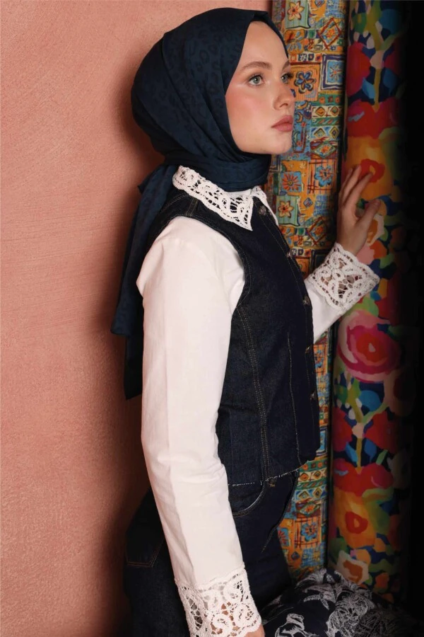 Leopar Desen Şal / Akşam Mavi