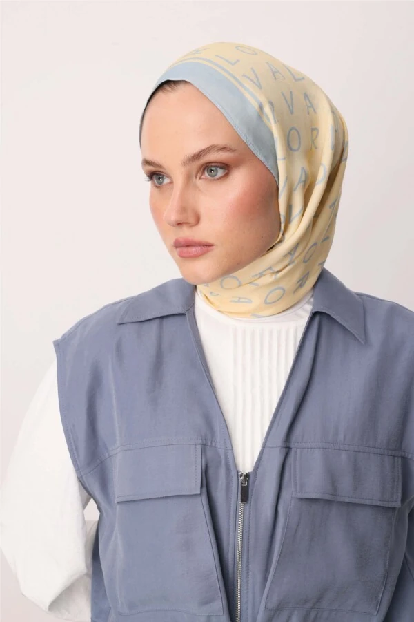 Küllü Sarı Floş Viskon Şal