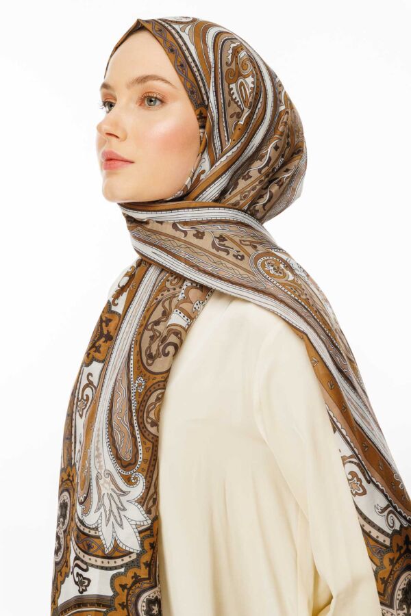 Retro Desen Şal / Sütlü Kahve