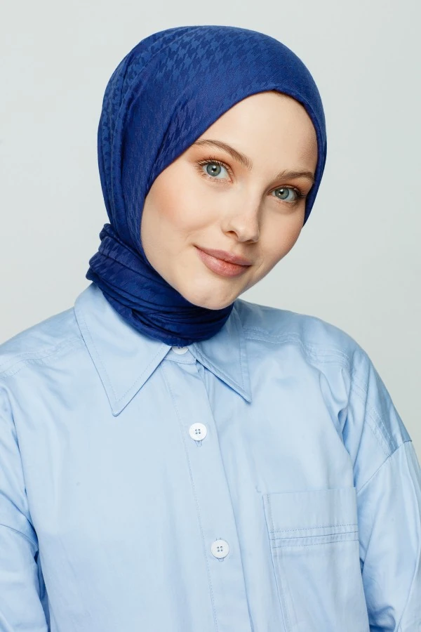 KOYU KOT MAVİ KAZAYAĞI DESEN ŞAL