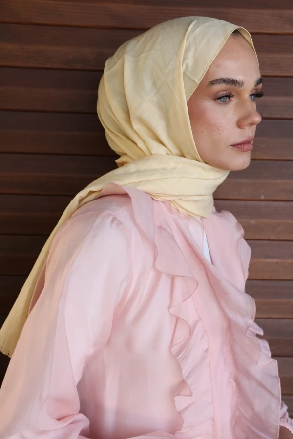 Butter Yellow Logo Desen Şal