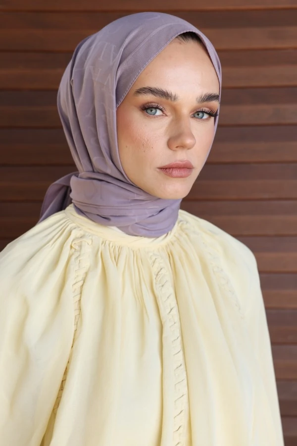 Sisli Lila Monogram Desen Şal