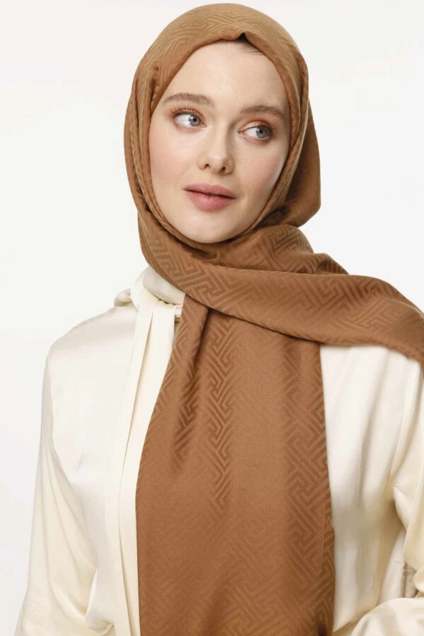 Labirent Desen Şal / Tütün Kahvesi