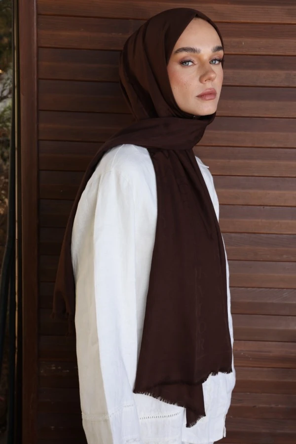 ACI KAHVE MONOGRAM DESEN ŞAL