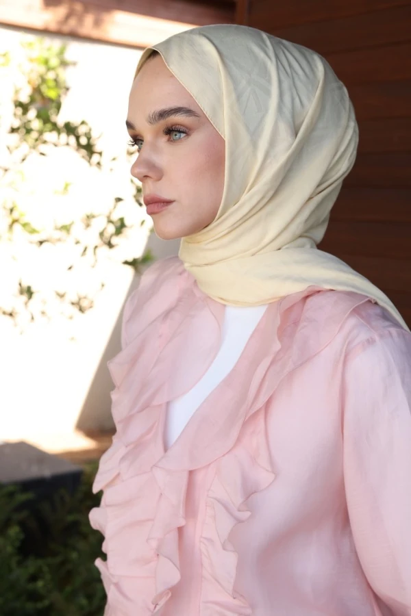 Butter Yellow Logo Desen Şal