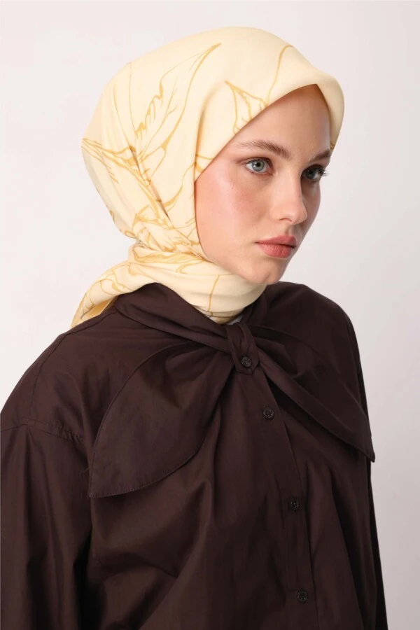 Giallo floşViskon Eşarp / Defne Yaprağı