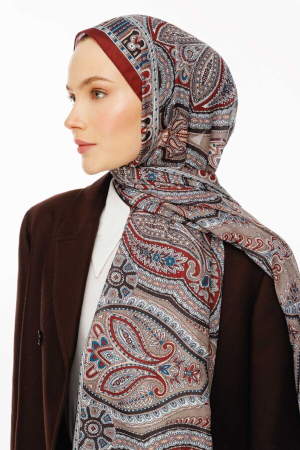 Rustik Desen Şal / Bordo