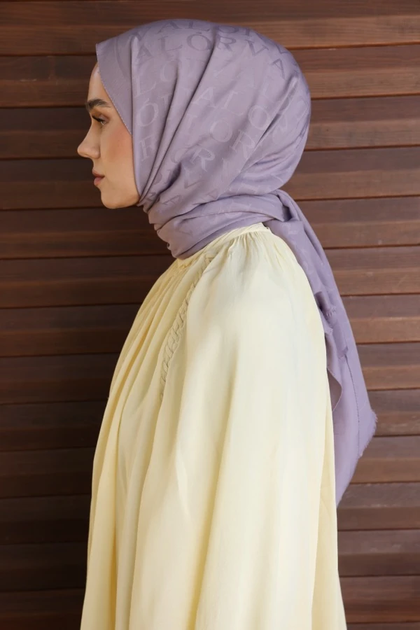 Sisli Lila Monogram Desen Şal