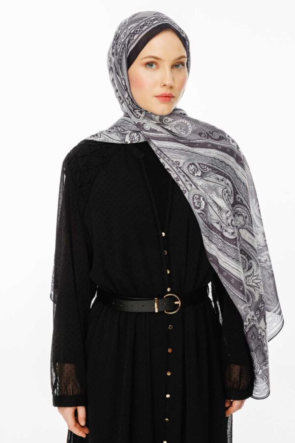 Retro Desen Şal / Siyah