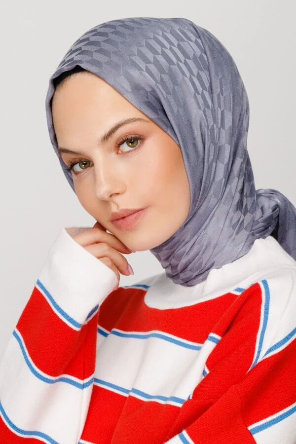 KURŞUNİ QOZA DESEN İPEKSİ JAKAR ŞAL