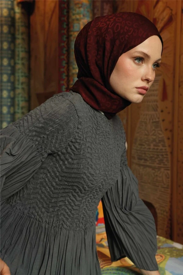 Leopar Desen Şal / Kızılcık