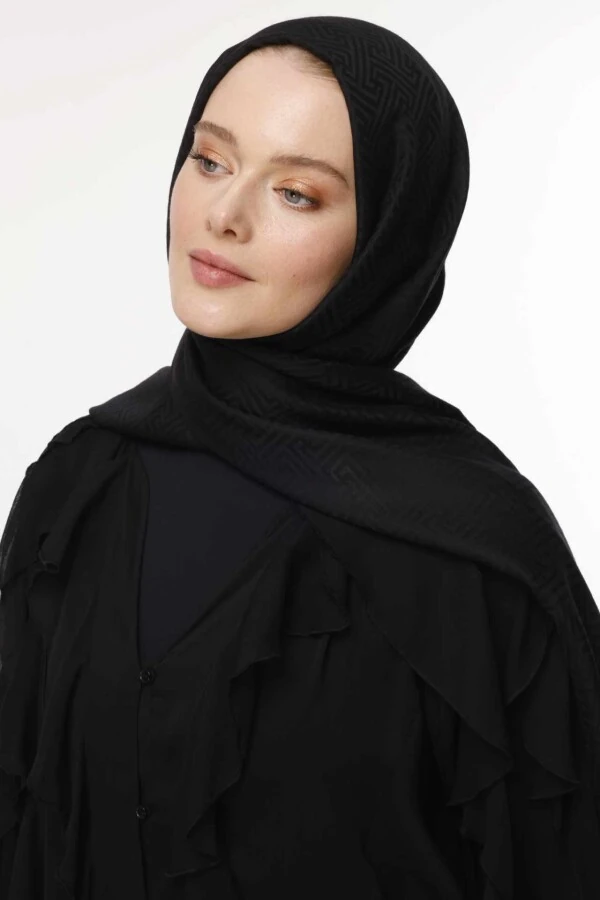 Labirent Desen Şal / Siyah