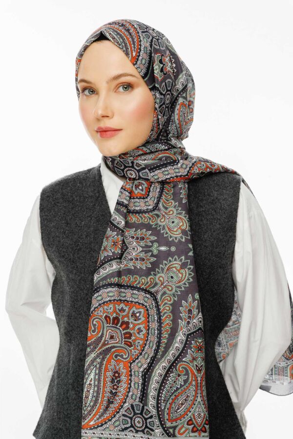 Rustik Desen Şal / Çakmak Gri