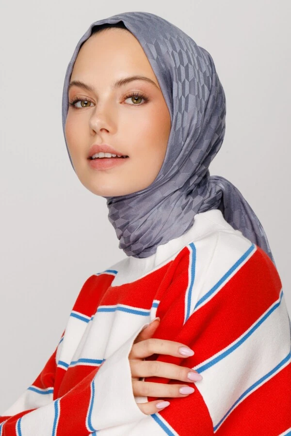 KURŞUNİ QOZA DESEN İPEKSİ JAKAR ŞAL