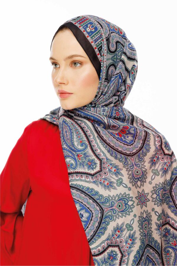 Rustik Desen Şal / Çelik Mavi