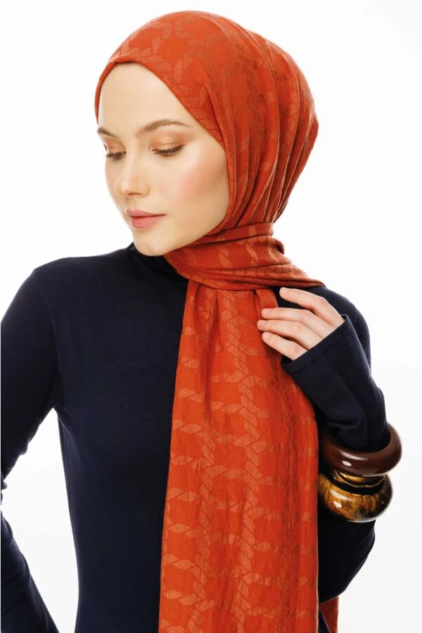 Zincir Desen Pamuk Şal / Şeftali