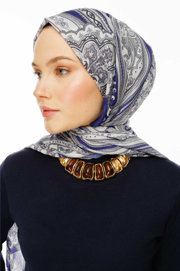 Retro Desen Şal / Morcivert